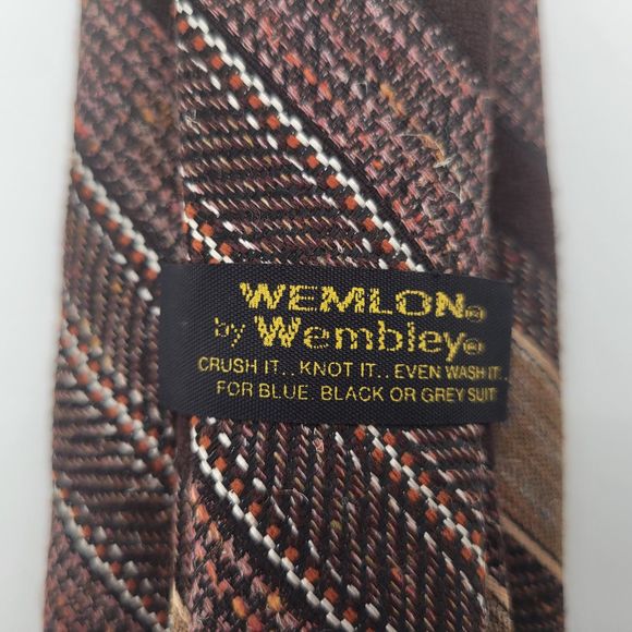 Vintage Wembley Wool Tie Brown OS - Picture 6 of 6